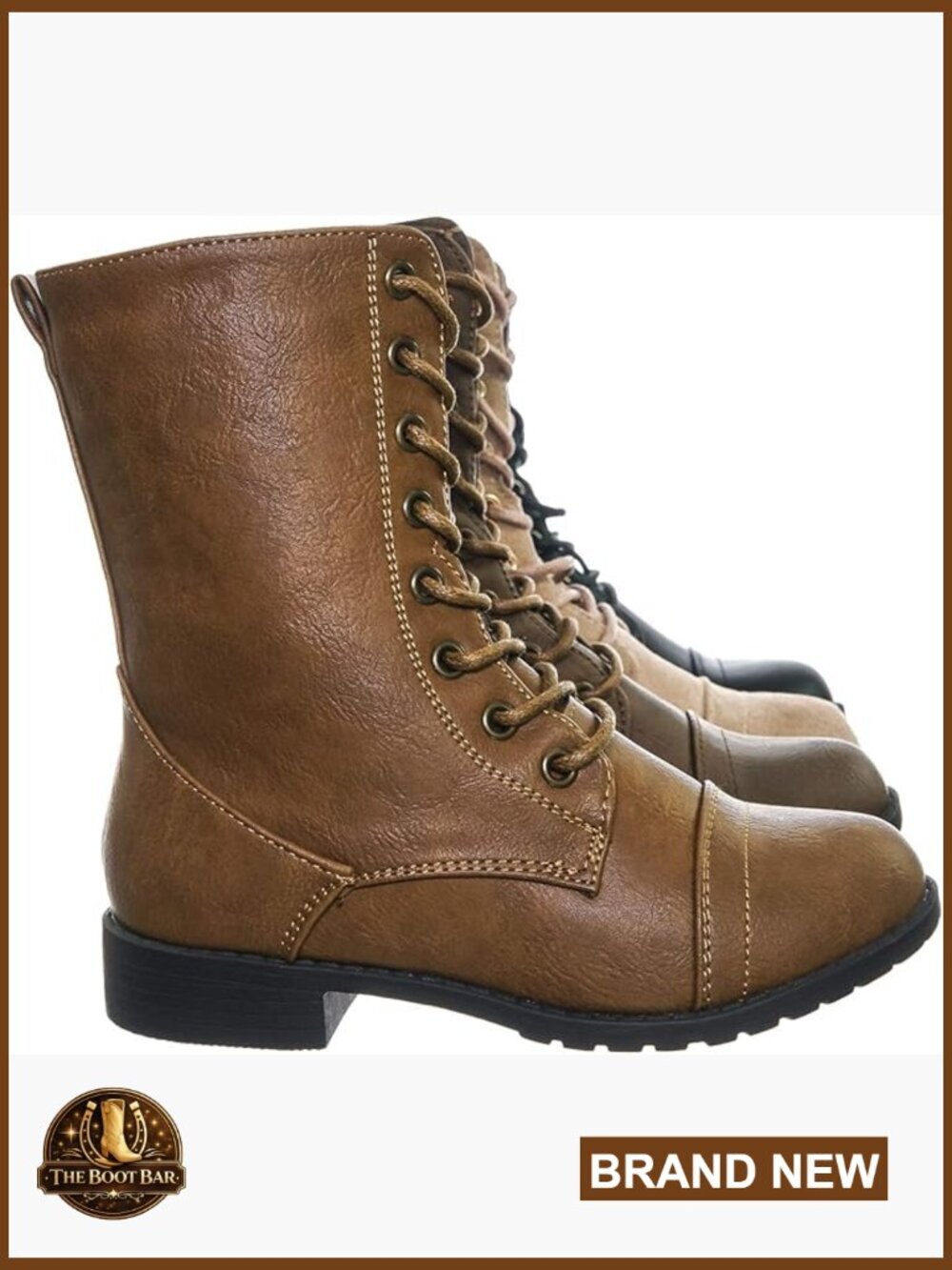 Vegan Suede Combat Boots with Lace-Up and Zip Closure, Ankle Cuff Detail